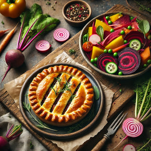 Vegetable Pie with Roots Salad
