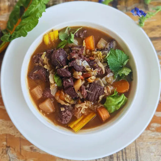 Mertolenga Beef Stew with Seasonal Vegetables & Radish