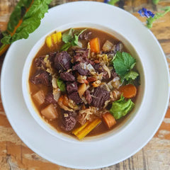 Mertolenga Beef Stew with Seasonal Vegetables & Radish