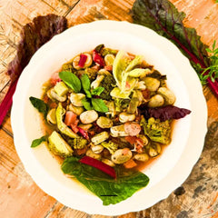 Vegetarian broad bean stew with fresh herbs