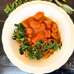 Sweet Potato Gnocchi, Tomato Sauce & Sautéed Purslane