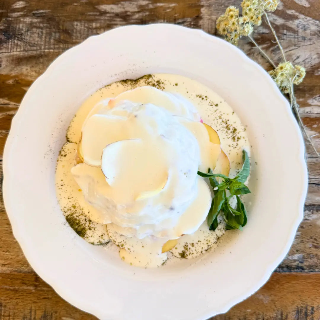 Potato and vegetable gratin with Mornay sauce