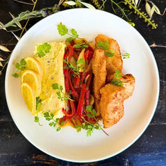 Pike perch escabeche with aromatic mashed potatoes