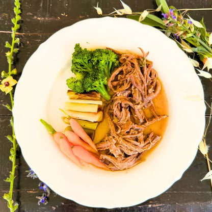 Pulled Beef com Legumes Grelhados Sazonais
